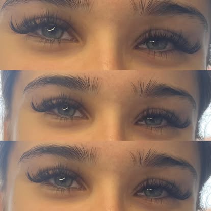 Close-up collage of lash extensions